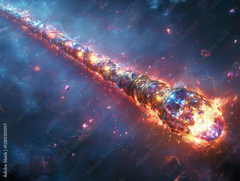 Poster cosmic event celestial wand in space digital art nebula environment wide-angle view abstract concept
