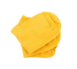 New Yellow Socks Isolated, Cotton Sportswear, Folded Classic Unisex Cotton Socks, Bright Orange Hosiery