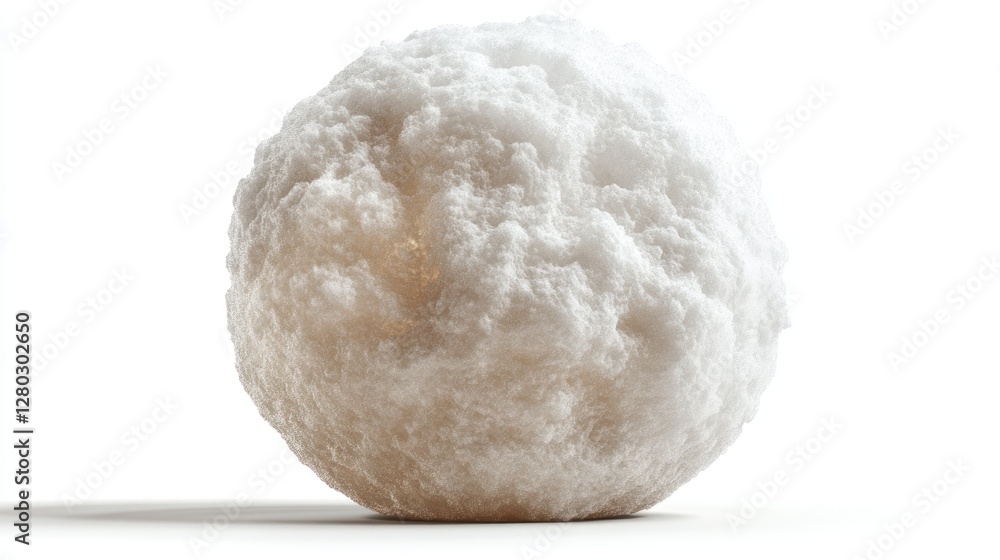 Poster Close-up of a textured, spherical, white object isolated on white background.