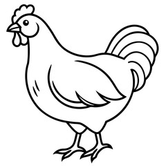 Modern Rooster Line Art