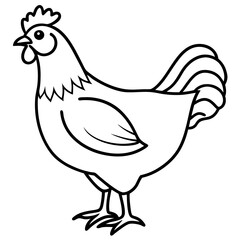 Modern Rooster Line Art