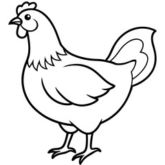 Modern Rooster Line Art