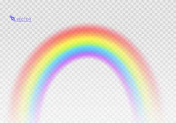 Multi colored rainbow stripes on transparent, Translucent rainbow arcing from afar Vector format