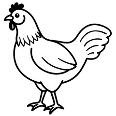 Modern Rooster Line Art