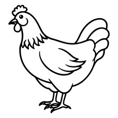 Modern Rooster Line Art