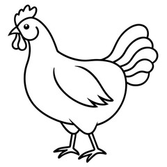 Modern Rooster Line Art