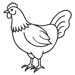 Modern Rooster Line Art