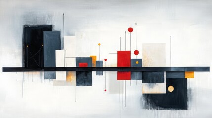 Naklejka premium Abstract geometric art display modern gallery contemporary artwork minimalist eye-level