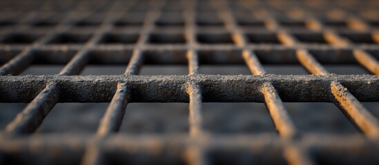 Close-up of a rusty metal grate texture.