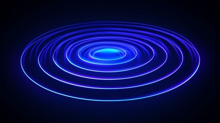 Abstract Blue Neon Concentric Circles Design