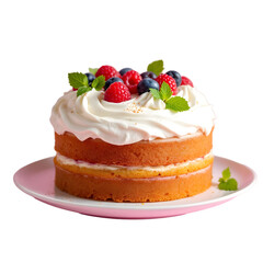 "Delicious Berry Cream Cake with Fresh Berries png image"

