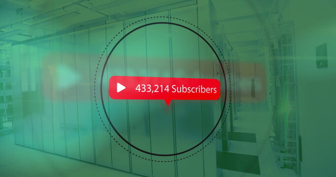 Image of subscribers with growing number over server room