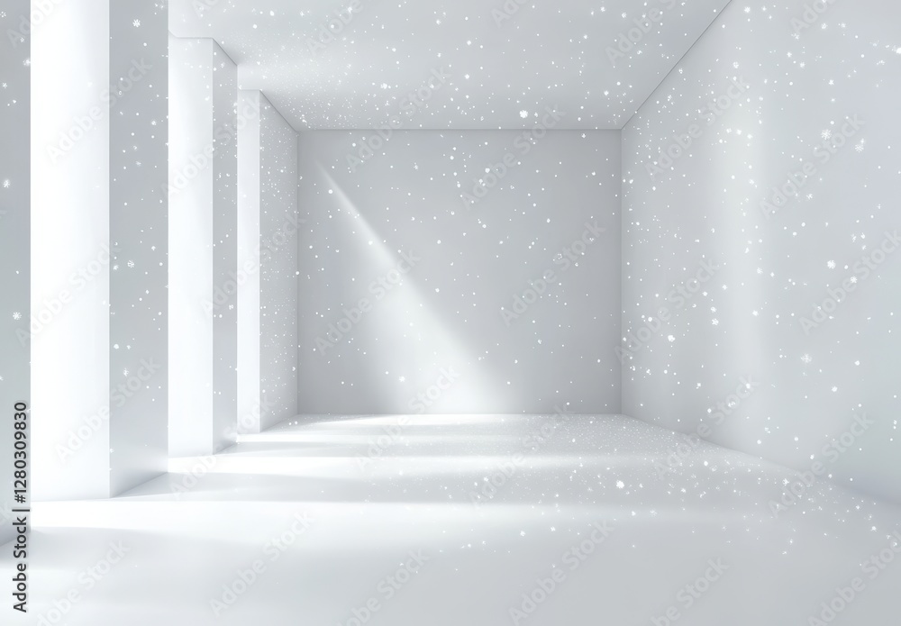 Aufkleber bright and airy studio space with soft illuminations and gentle floating particles in a minimalist w