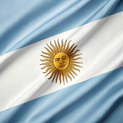 Argentina has a horizontal triband of light blue and white with a golden Sun of May in the center.