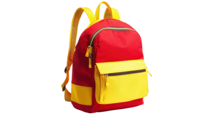 Red backpack isolated on white background