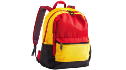 Red backpack isolated on white background