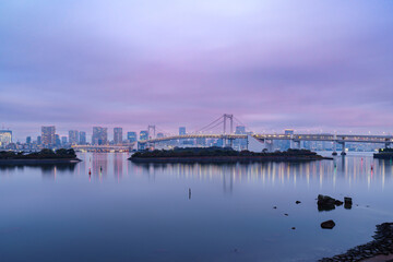 Fototapeta premium Tokyo skyline with Rainbow Bridge and Tokyo Tower