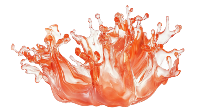 Red paint splash with a grunge and artistic design, featuring liquid drops and bold color splashes