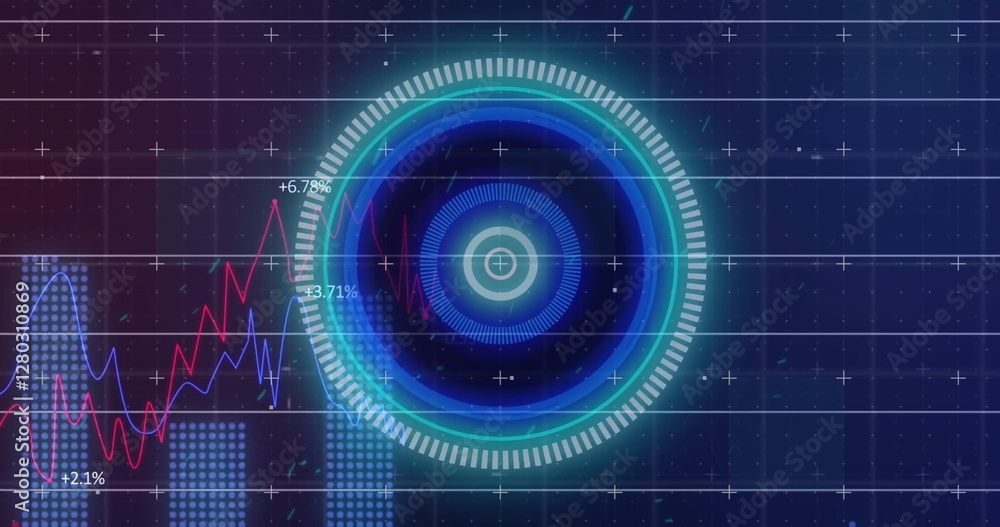 Poster image of digital data processing over grid background