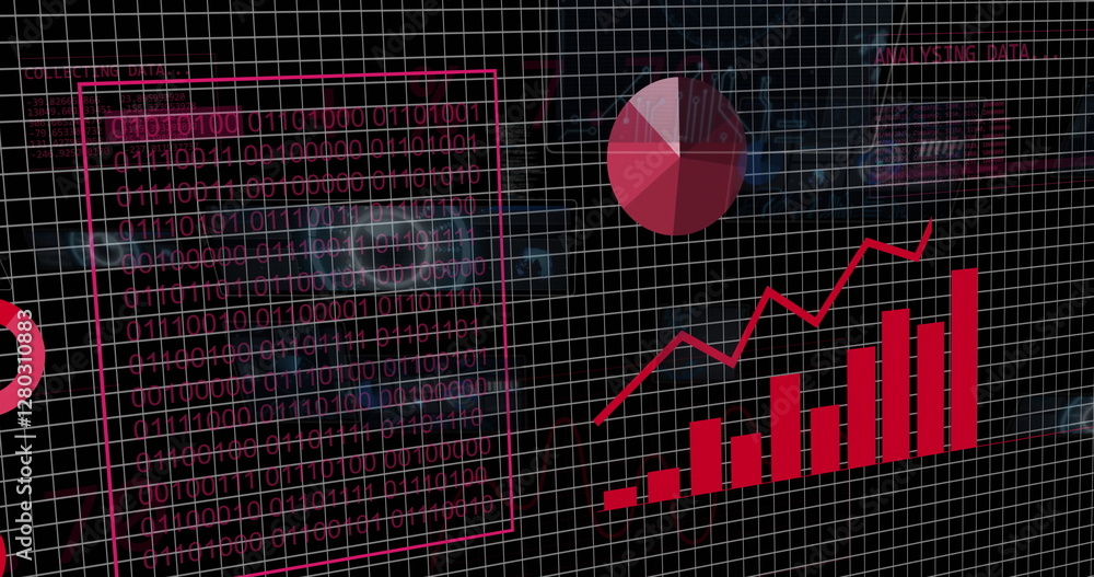Poster image of digital data processing on black background
