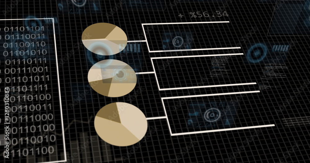 Poster image of digital data processing over black background