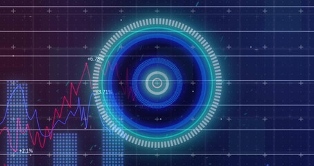 Image of digital data processing over grid background