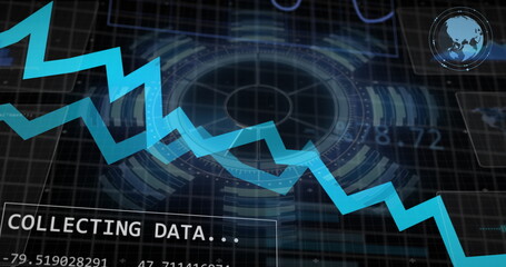 Image of digital data processing on black background
