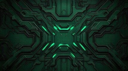 Futuristic digital design cyber environment abstract background technology high-tech green glow effects