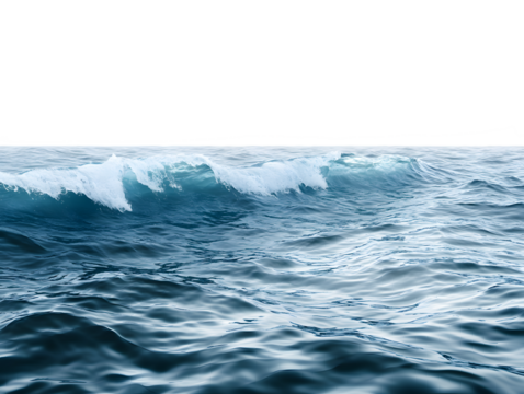 Ocean water waves in motion isolated on white