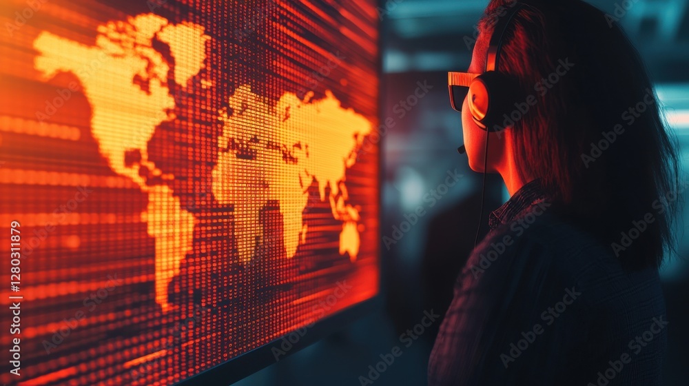 Aufkleber futuristic exchange analytics dashboard with global market data and insights