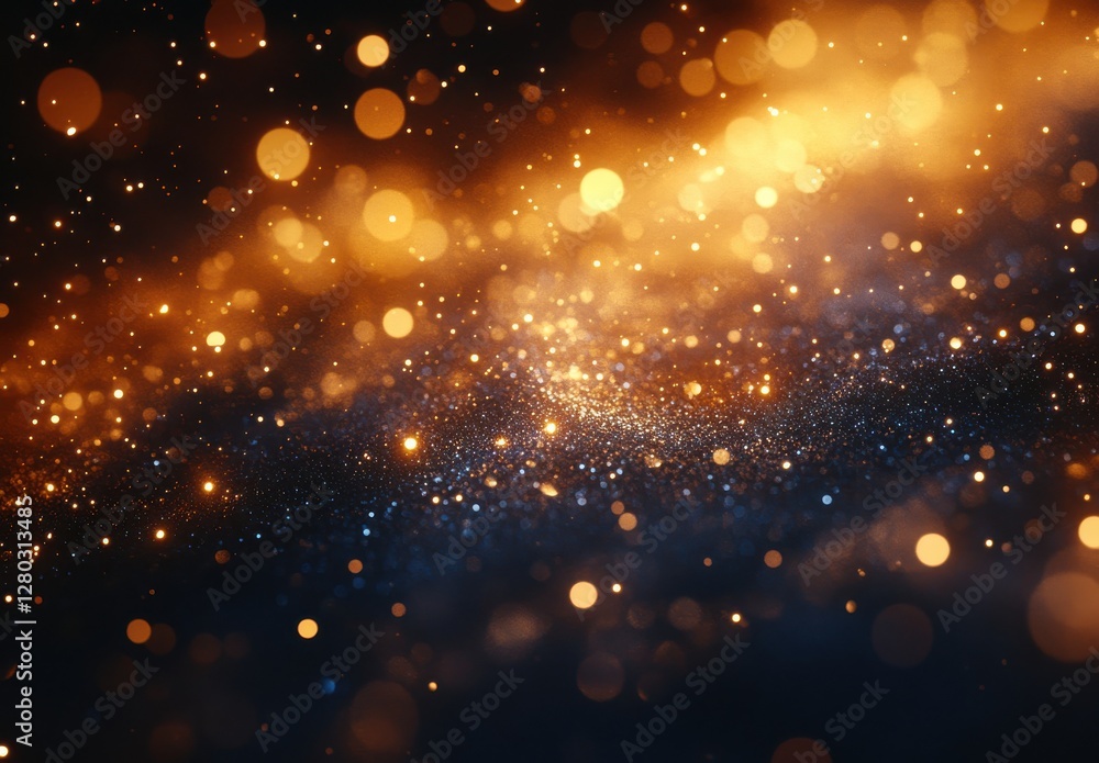 Aufkleber captivating golden sparkles and glowing lights in a beautiful cosmic background for use in various c