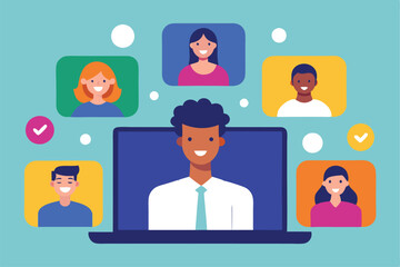 Virtual Meeting Video Call Vector Illustration

