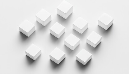 White cubes arranged on white background.