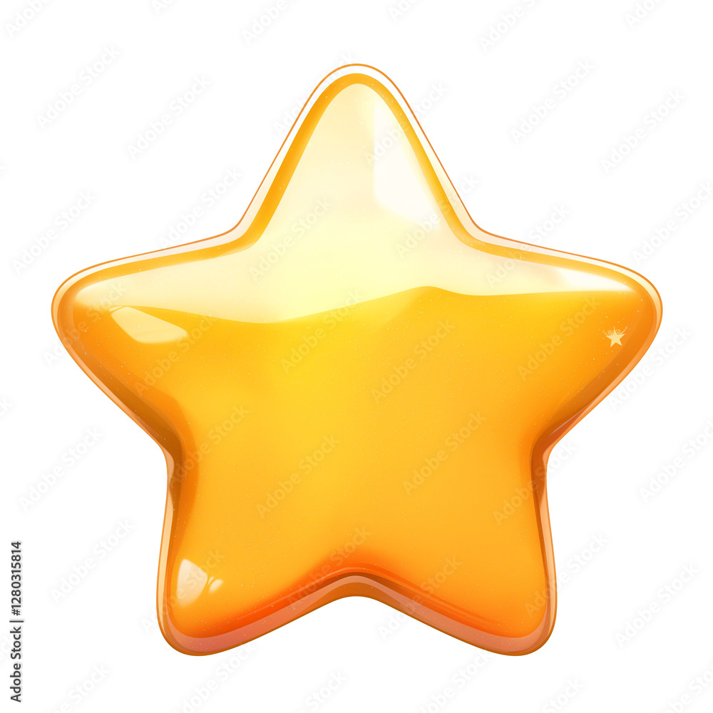 Aufkleber shiny golden star with glossy texture, isolated on transparency background