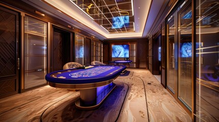 Exciting casino gaming experience luxury casino interior design elegant environment wide angle view high-stakes concept