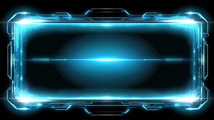 Obraz premium Futuristic Blue Tech Frame Glowing Display Interface