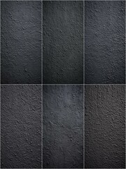 A series of black and white images of a black and white surface. The surface is rough and has a lot of texture. The images are all the same size and are arranged in a grid