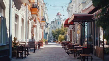 Obraz premium Charming historical district with well-preserved colonial-era buildings, showcasing the rich history of the area. 