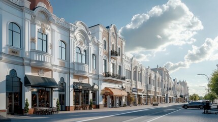 Naklejka premium Charming historical district with well-preserved colonial-era buildings, showcasing the rich history of the area. 