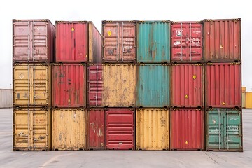 Fototapeta premium Colorful shipping containers stacked at port