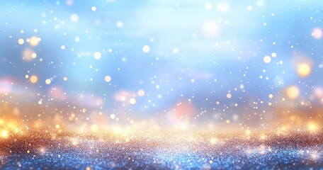 Naklejka premium Glittering Blue & Gold Bokeh Background