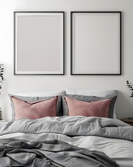 Modern Luxury Home Interior Bedroom Design with Mockup Frame , Wall Poster (3d Render)