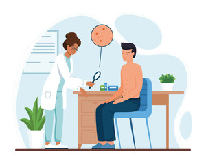 Doctor Dermatologist Examining Patients Skin Rash.