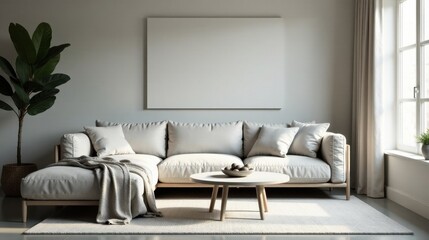 Modern Minimalist Living Room Design Featuring a Neutral Color Palette and Natural Light