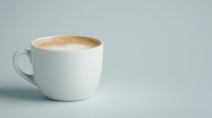 Latte art in white mug on light background. Potential use stock photography