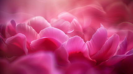 Fototapeta premium Vibrant pink peony petals in a soft dreamy blur