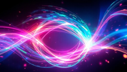 Naklejka premium Abstract Composition of Digital Particles and Light Effects in Motion