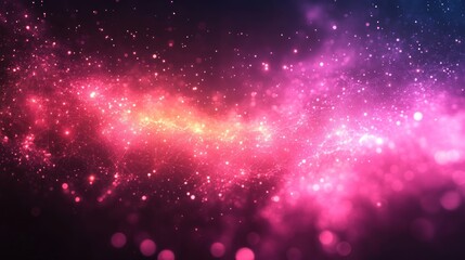 Obraz premium Abstract cosmic nebula with pink and purple glowing particles.