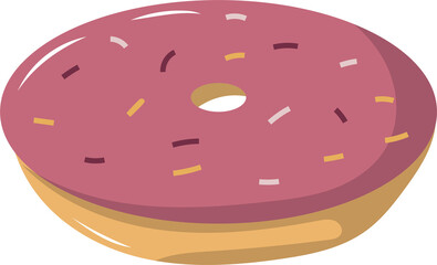 Illustration of a Pink Frosted Donut