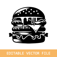 schwarze Silhouette Kontrast Burger Icon,
